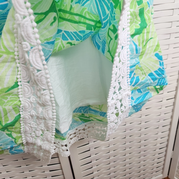 Lilly Pulitzer Sherman Linen Tunic Dress In Gator Alley Size L Blue Green Leaf‎ - Picture 4 of 6